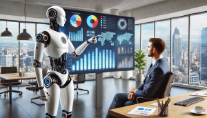 robô ensinando o gestor